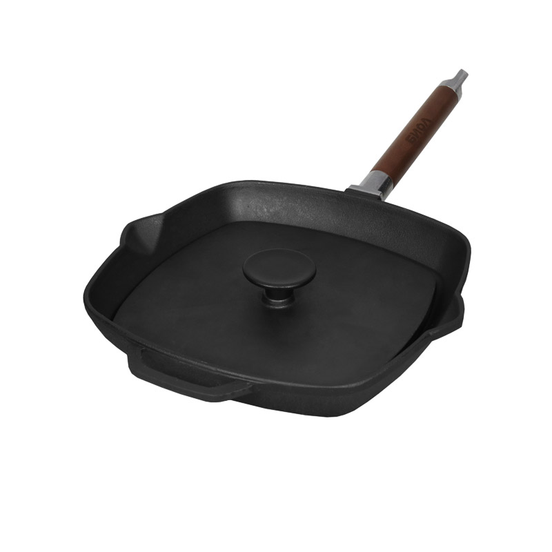 Чугунная сковорода-гриль с прессом Биол диаметр 24 сантиметра