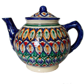 Фотография керамического чайника ручной работы из Узбекистана