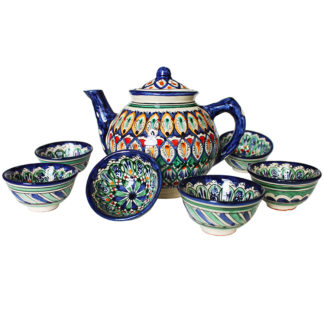 Фотография набора риштанской узбекской посуды для чая