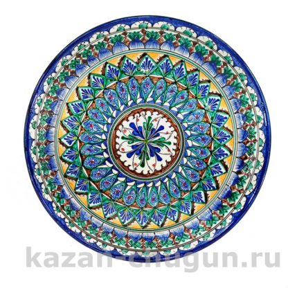 Фотография синей тарелки для плова из Узбекистана