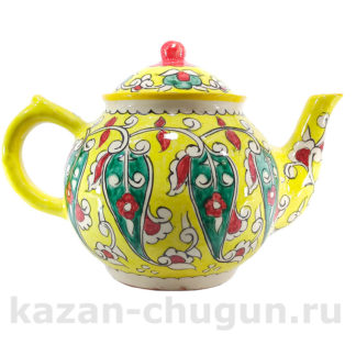 Фотография желтого чайника узбекского