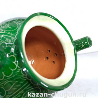 Фотография внутренней поверхности чайника с самаркандской росписью